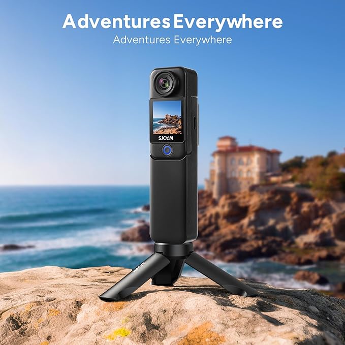 SJCAM C300 Vlogging Combo, 4K Pocket Action Camera,7Hour Power,6-Axis Stabilization,Dual-Touch Screen 154° Wide FOV Video Body Camera,Waterproof,Live Streaming,with Tripod Kits,64G Card,Black
