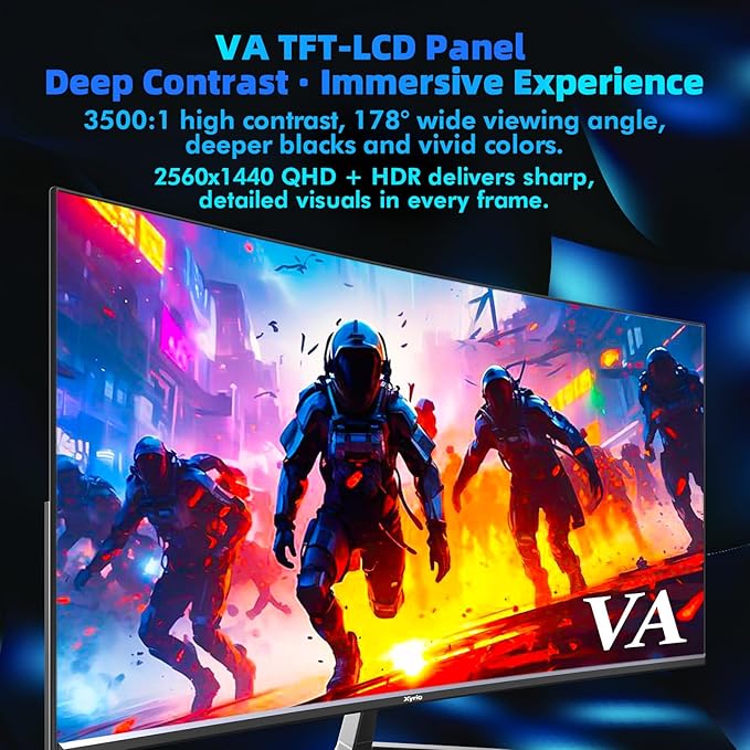 Gaming Monitor, Curved Computer Monitor 32'', Curved Gaming Monitor QHD(2560x1440) 180Hz, Curved Monitor w/Multi-Window, R2800, HDR, FreeSync, 1ms Display, Eye Care|Anti-Glare,PC Monitors Black