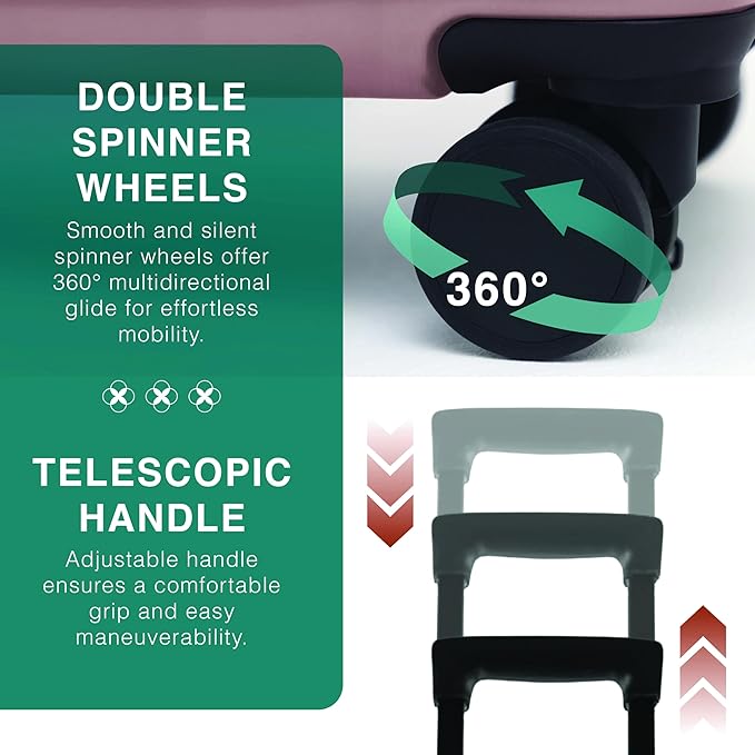 Luggage Sets 2 Piece, 24 Inch Suitcase and 28 Inch Luggage with Spinner Wheels, Durable Hard Shell Suitcase Set, Expandable Travel Suitcases with Wheels, Pink