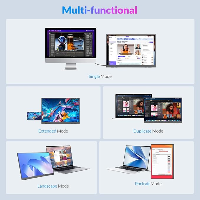 Rii Portable Gaming Monitor, 16" 144Hz QHD 2.5K 2560X1600 16:10 FreeSync 100% sRGB, IPS HDR USB-C HDMI Display, Travel Monitor for Laptop PC Phone Mac Game Console, VESA Mountable, with Kickstand