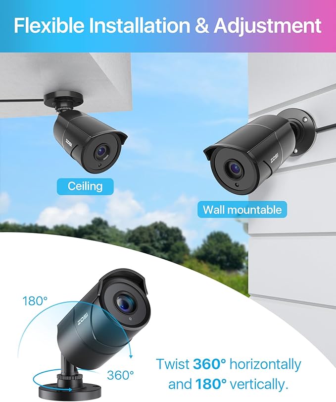 ZOSI 1080p HD-TVI Home Security Camera with Audio,Built-in Mic,Night Vision,1920TVL 2MP Outdoor CCTV Cam Only Compatible with ZOSI 3K Lite Analog DVR