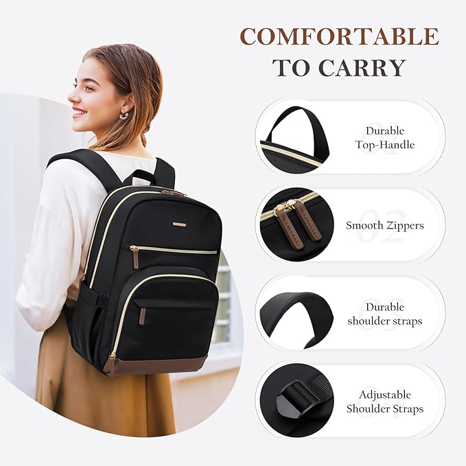 TENSTAR Laptop Backpack for Women, Computer Backpack Fit 16 Inch Notebook, Large Capacity College Backpack Bookbag Casual Daypack for Travel, Apricot