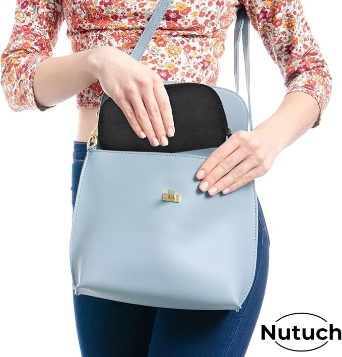 Leather Tech Pouch for Cables Chargers Phone | Tech Bag | Zipper Travel Accessory Pouch | Electronic Organizer Case Travel Bag (Black)