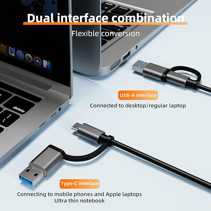 USB-C 4-in-2 Hub, Featuring USB 3.0 and 3 USB 2.0 Ports, Adapter Compatible with USB-C Laptops and Serves as a Dongle for USB Connectivity on MacBook Pro/Air,iPad Pro,iMac,iPhone 15 Pro,Xbox,PS5,XPS