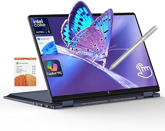 HP Omnibook X Flip 2 in 1 14’’ 2K Touchscreen Laptop, Convertible Laptop 16GB DDR5 RAM 1TB SSD, Intel Core Ultra 5 226V, Intel Arc GPU, Thunderbolt 4, Windows 11, 1 Year Office 365 with Microsoft Pen