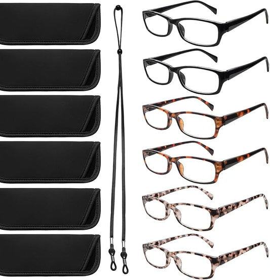 VIDEBLA Computer Reading Glasses Men and Women Anti Eyestrain Blue Light Blocking Glasses for Reading (2 Black 4 Tortoise, 2.25, x)
