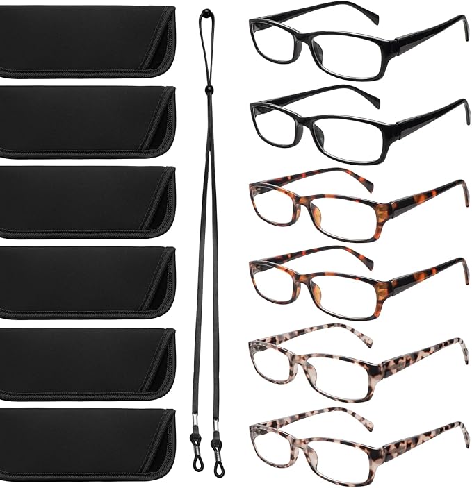 VIDEBLA Computer Reading Glasses Men and Women Anti Eyestrain Blue Light Blocking Glasses for Reading (2 Black 4 Tortoise, 1.75, x)