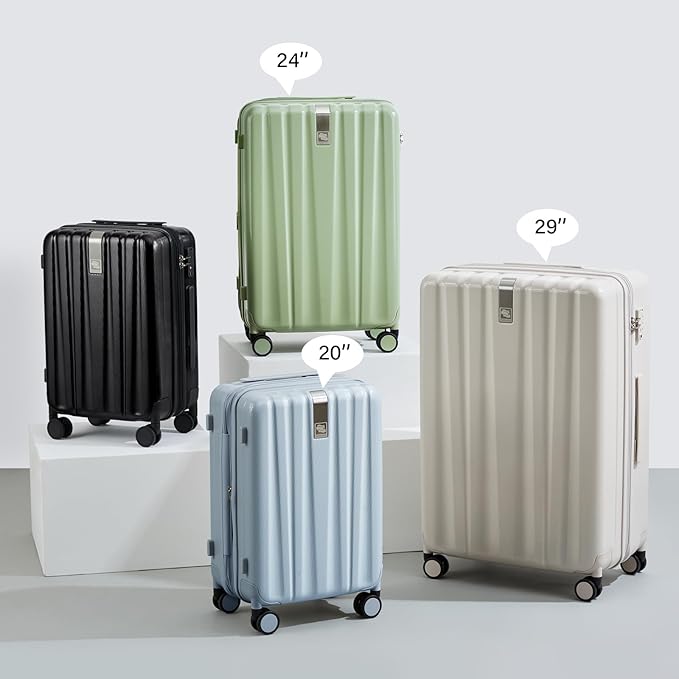Hanke Expandable Hardshell Luggage Sets 3 piece Carry on Luggage with Wheels Suitcases Lightweight Checked Travel Luggage Rolling Large Suitcase Travel Luggage Bag Woman Men 20/24/29 Inch(Gray)