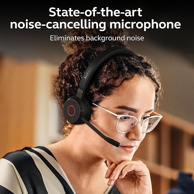 Jabra Evolve 65 TE (Third Edition) Wireless Dual-Ear Headphones - Noise-Canceling Mic, 16 hrs Battery Life, Dual Connectivity, MS Teams Certified, Supports Other Platforms, Black