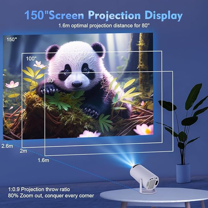 HY300PRO Mini Projector with WiFi and Bluetooth, 4K Support 200ANSI Smart Portable Projector, Auto Keystone, 180° Rotation, Home Video Proyector for Home Bedroom Outdoor Android 11