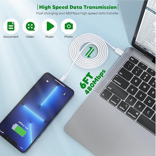 iPhone 14 13 12 Fast Charger,Long Fast Charger iPhone 2Pack Type C iPhone Charger Fast Charging Power Adapter 6FT Quick USB C to Lightning Cable Cord Charger for iPhone 14/13/12/11/XS/XR/SE,iPad- Pink