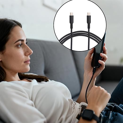 Metal Braided USB C to USB Type C Cable, 9.84FT/3M 60W PD Cat & Dog Chew Proof Charger Cord Fast Charger Cable Compatible with iPhone15/16/17 Huawei Samsung Xiaomi