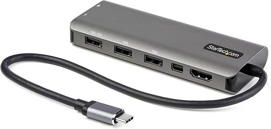 StarTech.com USB C Multiport Adapter - USB-C to HDMI or Mini DisplayPort 4K 60Hz, 100W Power Delivery Pass-Through, 4-Port 10Gbps USB Hub - USB Type-C Mini Dock - w/ 12" Attached Cable (DKT31CMDPHPD)