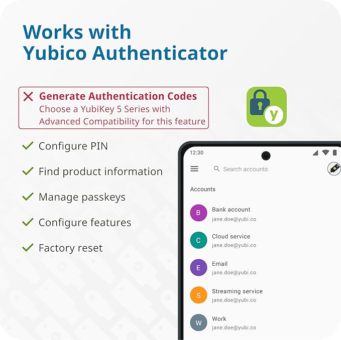 Yubico - Security Key C NFC - Black - Two-Factor authentication (2FA) Security Key, Connect via USB-C or NFC, FIDO U2F/FIDO2 Certified