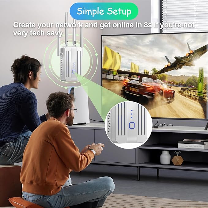 WiFi Extender Signal Booster for Home: Internet Repeater Range Covers Up to 9995 Sq.ft and 45+ Devices for House Wireless Office Basement Room (White, 3XL)