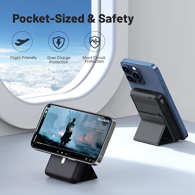 Azmuth for Magsafe Battery Pack, 10000mAh Magnetic Power Bank 22.5W PD Fast Charging with LED Display Wireless Portable Charger for Magsafe with Stand for iPhone 17/16/15/14/13/12/Pro/Pro Max