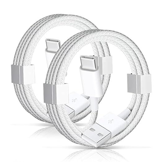 2 Pack USB A to USB C Woven Cable for iPhone 16E 17 Air,iPhone 15/iPhone 16 Pro Max, 15 Plus Car Play Charging Cord, iPad 10th, iPad 11 2025, iPad Pro 12.9/11 Air 5th/4th, Mini 6th Gen Type-c Charger