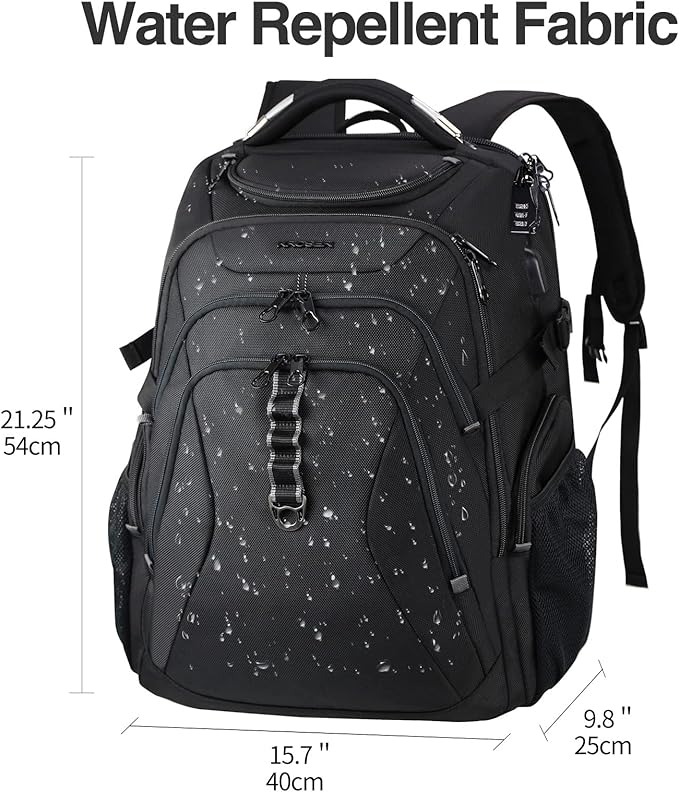 KROSER Travel Laptop Backpack 18.4 Inch XXXL Gaming Backpack with Hard Shell Saferoom RFID Pockets Water-Repellent Business College Daypack Stylish Laptop Bag for Men/Women-Black