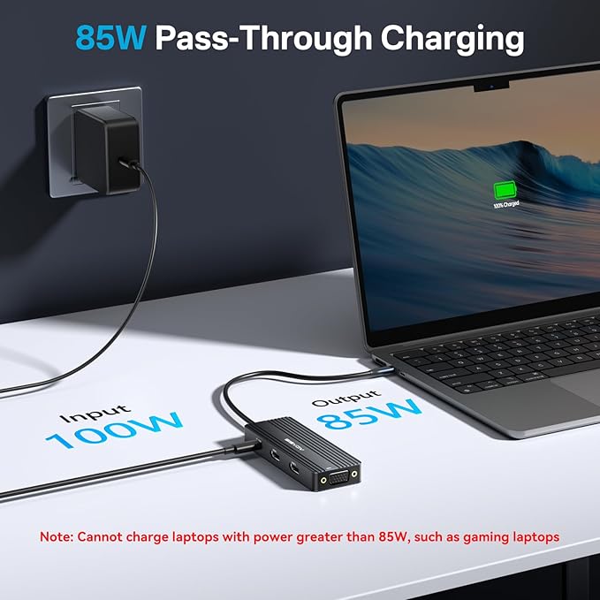 ACASIS USB C Docking Station Dual Monitors,8-in-1 Laptop Docking Station with Dual Monitor 2*HDMI +VGA +3 * 5G USB-A/C+3.5MM Audio+PD100W, Laptop Dock for Dell/HP/Lenovo ThinkPad（Black）