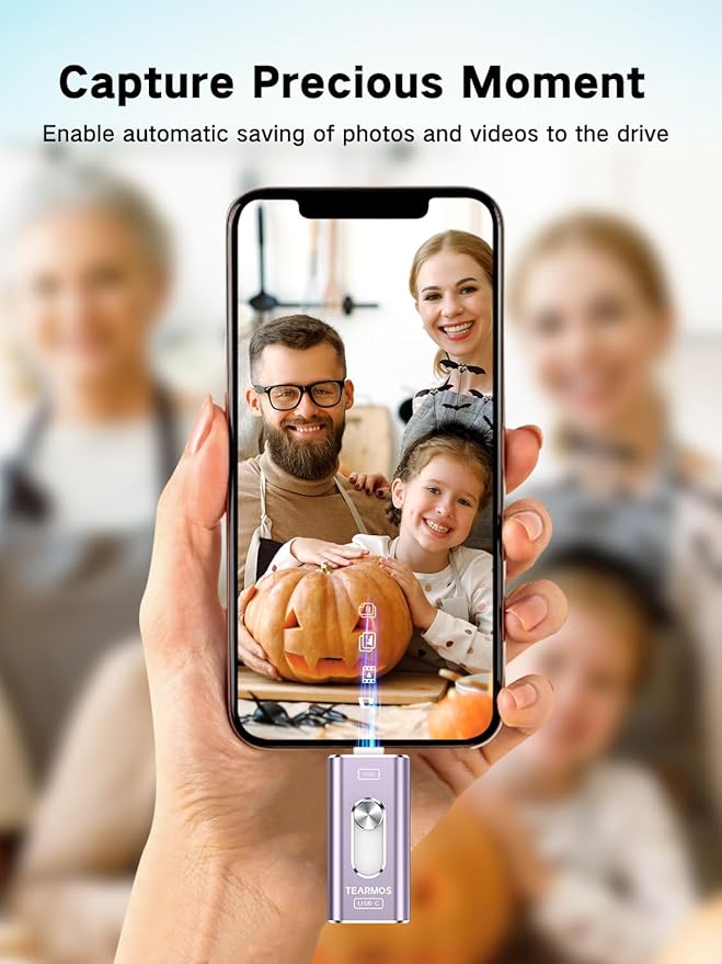 512GB Photo Stick for iPhone Flash Drive, Memory Stick Phone Storage for Photos and Videos Files Backup, Compatible with iPhone iPad Android PC, Plug & Play, No App Required (Purple)