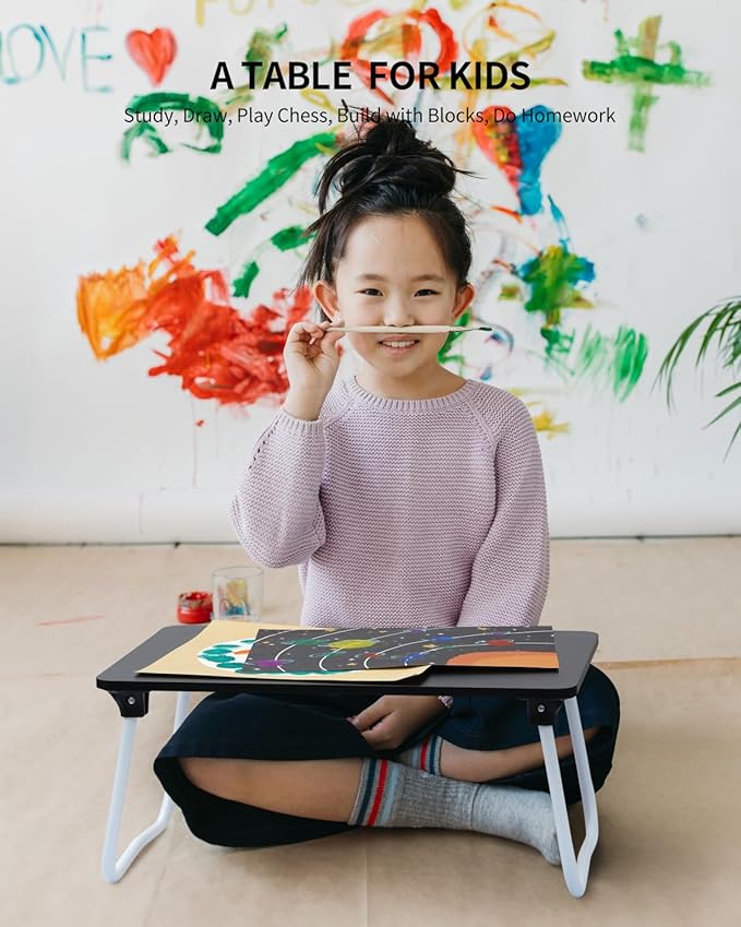 Ruxury Foldable Lap Desk Laptop Stand Bed Desk Table Tray, Breakfast Serving Tray, Portable & Lightweight Mini Table, Lap Tablet Desk for Sofa Couch Floor - Black