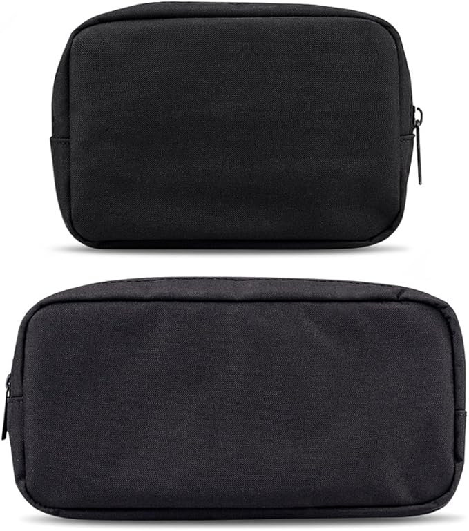 Universal Electronics/Accessories Soft Carrying Case Bag, Durable & Light-weight,Suitable for Out-going, Business, Travel and Cosmetics Kit (Small+Big-Black)
