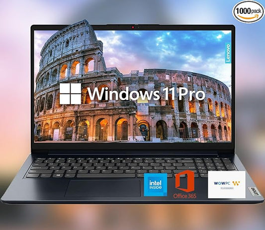 Lenovo IdeaPad 15.6" HD Anti-Glare w/ 1 Year Microsoft 365, 36GB RAM, 2.1TB SSD, Windows 11 Pro, Up to 9.5 Hours Battery Life, Intel Processor, WiFi 6, HDMI, USB-C, SD Card Reader, w/WOWPC USB