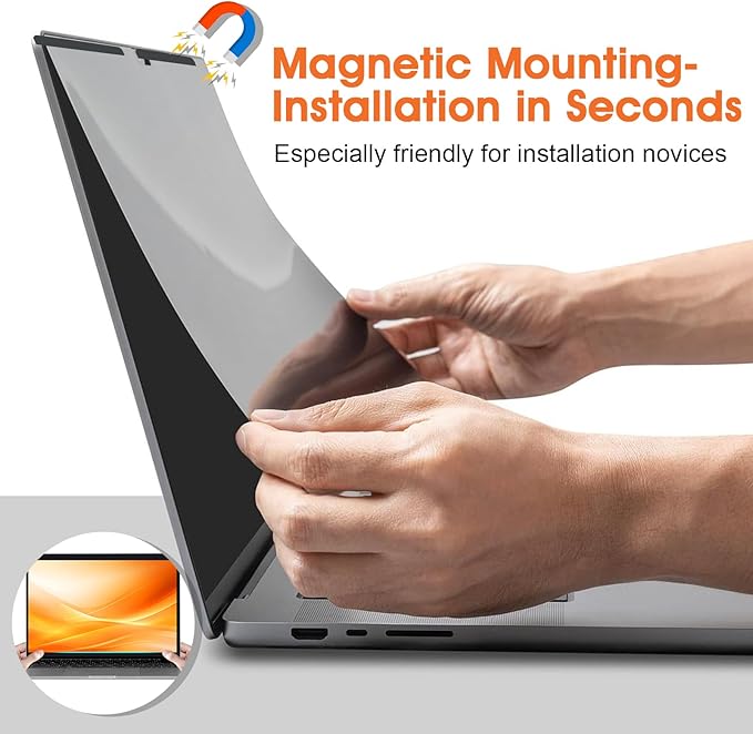 Magnetic Laptop Privacy Screen 14 Inch 16:10 Display- Removable Anti-Glare Blue Light Filter, Computer Privacy Screen Shield, Not for 14'' Laptops with 16:9 Resolution