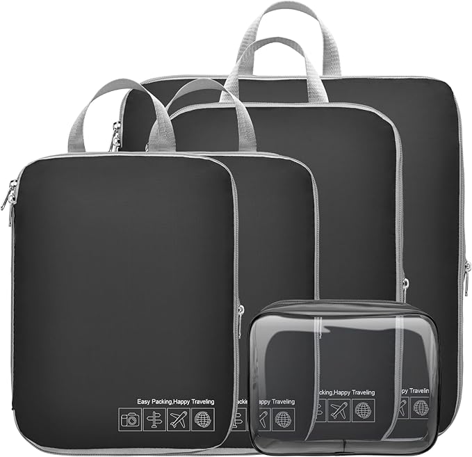 Cambond Compression Packing Cubes for Travel Women - Travel Bags Luggage Organizers Travel Essentials Compression Cubes for Travel Carry on Suitcases Organizer