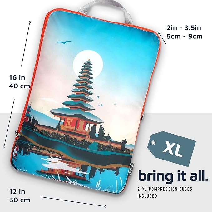 Large Compression Packing Cubes for Travel-Packing Cube Luggage Organizers 7 Piece Set for Checked Luggage-Ultralight, Expandable/Compression Bags by TRIPPED Travel Gear (Bucketlist)