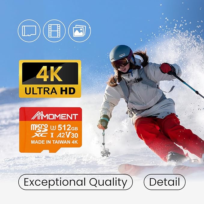 MMOMENT 512GB Micro SDXC Card MM23, A2, UHS-I, U3, V30, Class 10 Compatible, Read Speed Up to 160 MB/s,Write Speed Up to 120 MB/s, SD Adapter Included