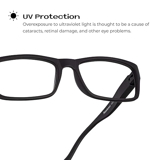 Readerest Blue Light Blocking Reading Glasses (Black, 2.00 Magnification) Computer Eyeglasses With Thin Reflective Lens, Antiglare, Eye Strain, UV Protection, Stylish For Men And Women