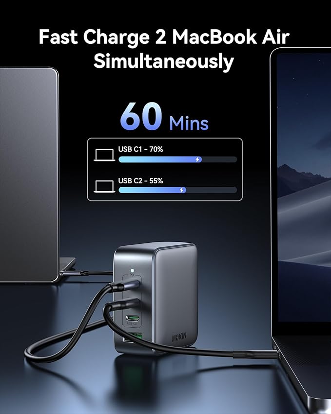 100W USB C Wall Charger Block, 4-Port PD3.1 GaN Foldable Compact PPS Fast Laptop Charger Power Adapter for MacBook Pro/Air, Dell XPS, iPhone 17/16 Pro, iPad Pro, Galaxy S25/S24, Steam Deck, and More