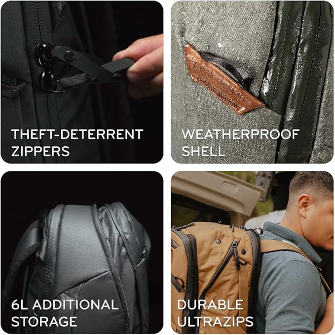 Peak Design Travel Backpack 45L, Ocean, Expandable 35-45L Design, Rear and Top Access, Weatherproof Shell, Laptop Sleeve, Ideal for Travel or Everyday Carry, Versatile Backpack for Men and Women