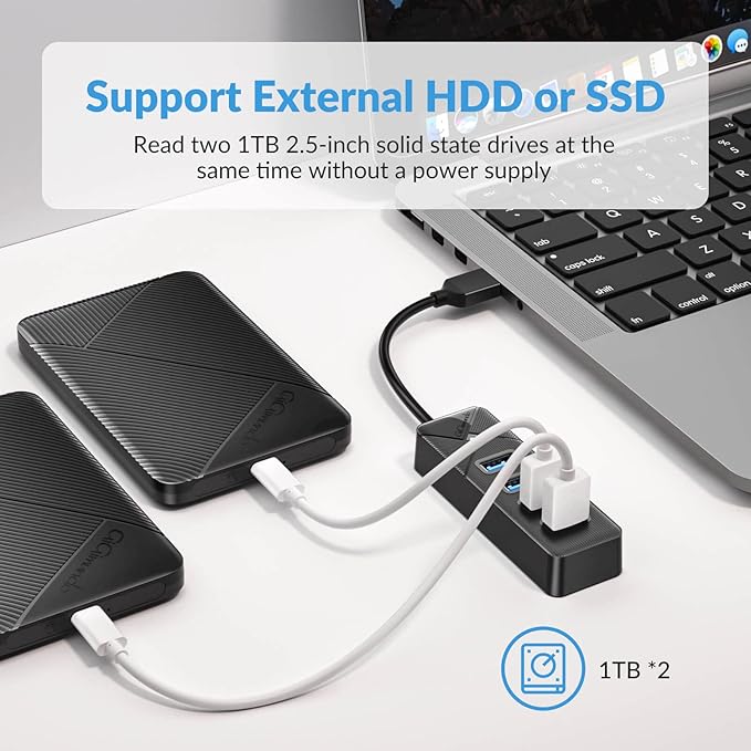 PG4U-U3 4-Port USB 3.0 Hub - 0.15M Cable, 5Gbps High-Speed Data Transfer, Multi USB Port Expander for Windows/Mac/Linux, USB Splitter for PC, Laptop, Mac/MacBook Air/Pro - Black