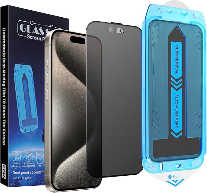 2-Pack Matte Privacy Screen Protector for iPhone 15 Pro, Anti-Glare Display Filter, No Bubbles, High Definition Clear, Easy Installation