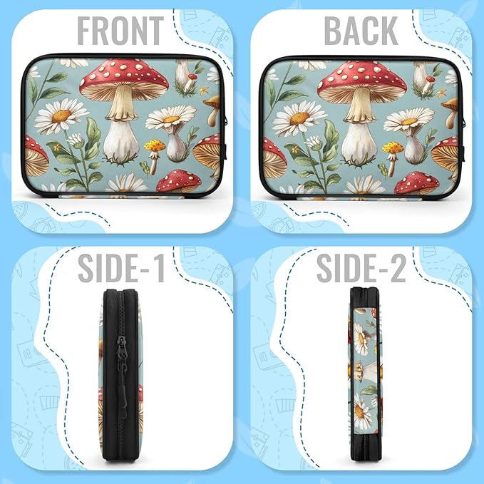 Mushroom Daisy Electronics Travel Organizer Case, Tech Accessories Cable Storage Bag for Cords, Charger, Phone, Hard Drive