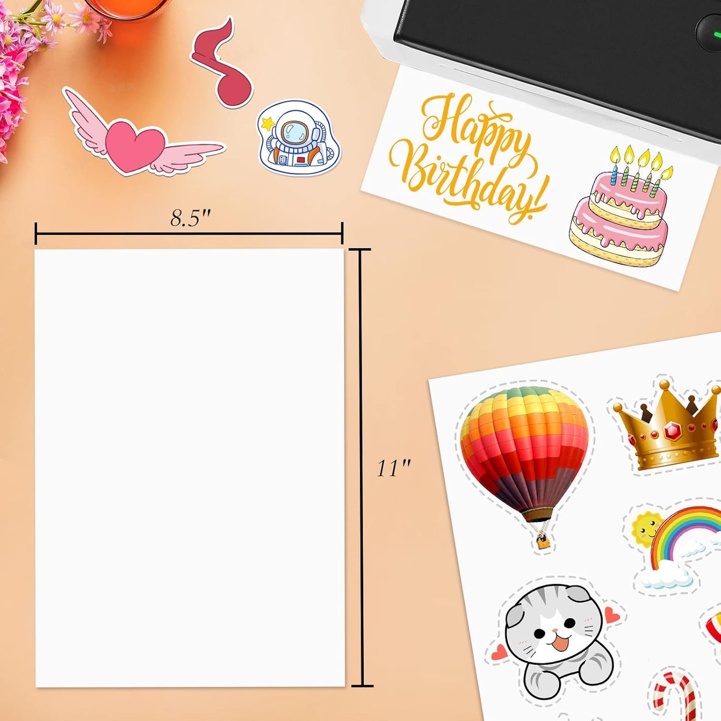 100 Full Sheets Sticker Paper for Laser & Ink Jet Printers, 8.5" x 11" Full Sheet Address Shipping Label, 100 Sheets 100 Labels