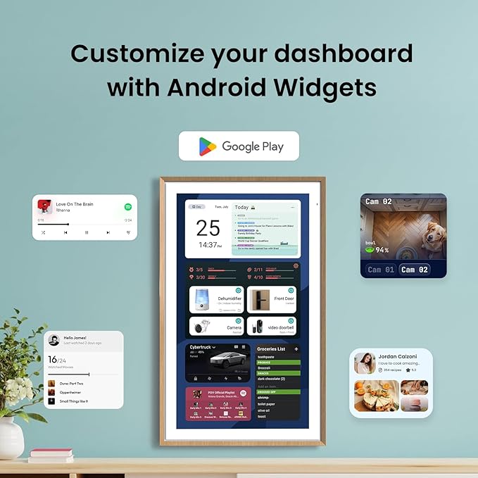 ApoloSign 21.5-inch Digital Calendar: Dual Mode Calendar with Google Play & Multi-calendar Sync, Electronic Planner & Chore Chart, Smart Touchscreen, Interactive Display for Family Schedules (Teak, 21.5")