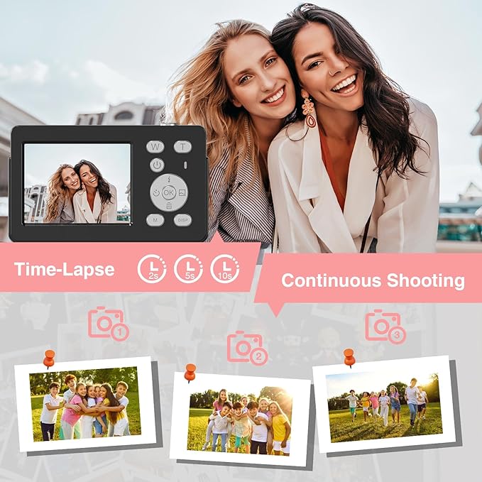 Digital Camera for Photography and Video, FHD 4K Kids Camera 64MP Point and Shoot Digital Vlogging Cameras with 32GB SD Card for Beginners Teen Girls Boys Gifts