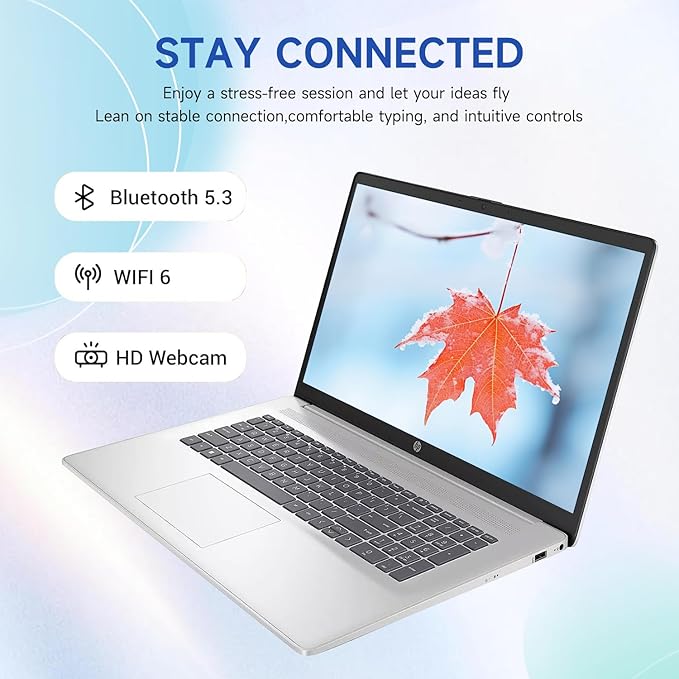 HP 17.3" Touchscreen Laptop, 8-Cores Intel Core i3-N305, 8GB RAM, 128GB eMMC + 512GB SSD, Numeric Keypad, Webcam, HDMI, Wi-Fi 6, Windows 11 Home, Silver