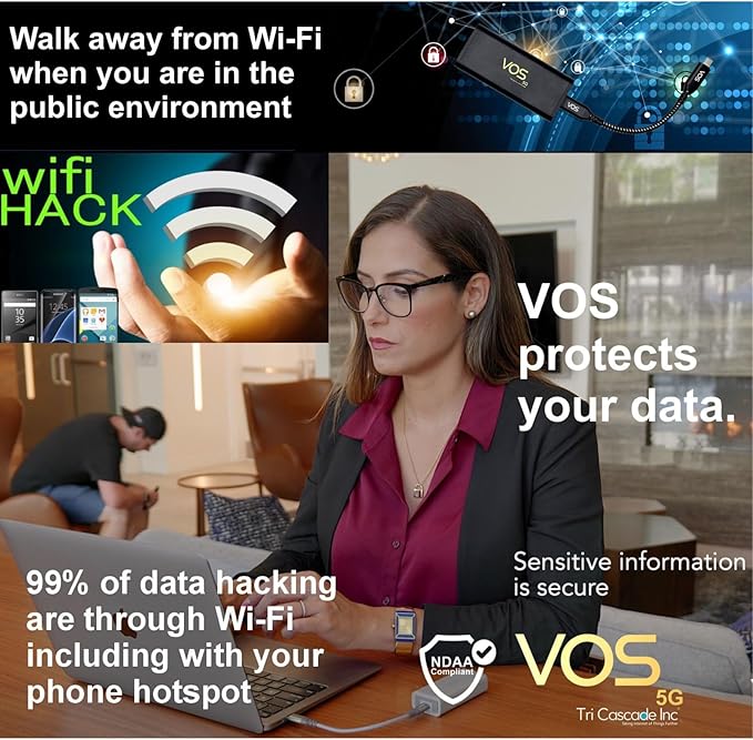 Tri Cascade VOS 5G Cellular Travel Internet, Qualcomm Snapdragon X55 5G Modem-RF Full 5G Spectrum System Global Access Supports macOS, iPadOS, Windows, Linux, USB C Dongle