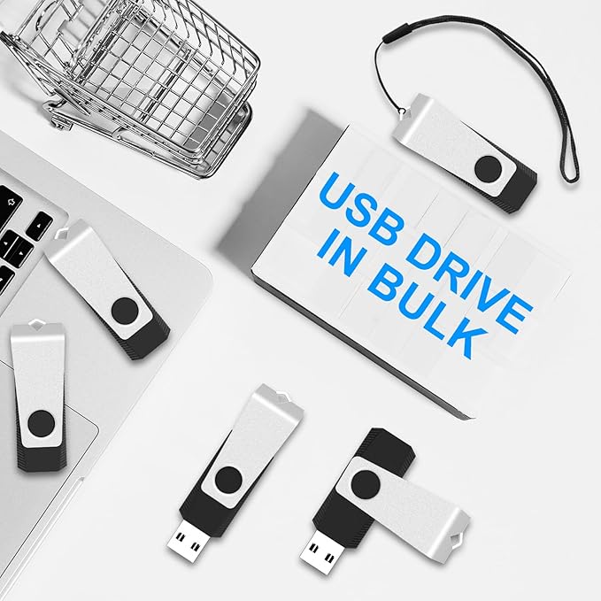 EASTBULL 100 Pack of Bulk Flash Drives 2GB USB 2.0 Flash Drives Pack 2 GB USB Drives Bulk Thumb Drives for Data Storage with 100 Strings and Labels (2GB, Black)