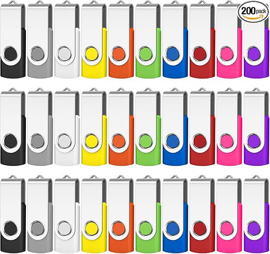 AreTop 2GB USB Flash Drives 200 Pack, AreTop Premium USB2.0 Thumb Drives Bulk USB Pendrive Memory Stick Jump Drive 200 Pack Flash Drives Bulk (2GB 200 Pack,Mix Color)