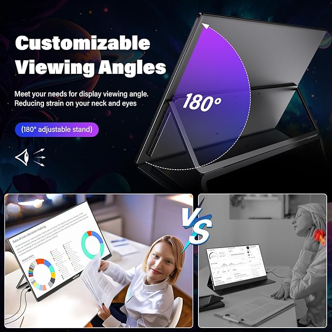 InnoView 23.8 Inch 2K 100Hz Large Portable Monitor ∆E<2 100% sRGB Fast IPS Portable Gaming Monitor QHD w/180° Adjustable Stand USB-C HDMI Laptop Monitor for PS5/4 Desktop MacBook Switch Xbox 2560X1440