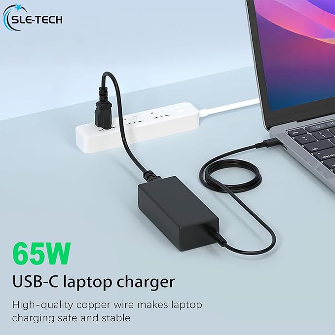 SLE-TECH Universal Chromebook Charger USB C 65W Compatible with Hp Chroembook Lenovo Thinkpad/Yoga Dell Chromebook 3100 Asus,Samsung,Acer,Google Series Type C Power Cord