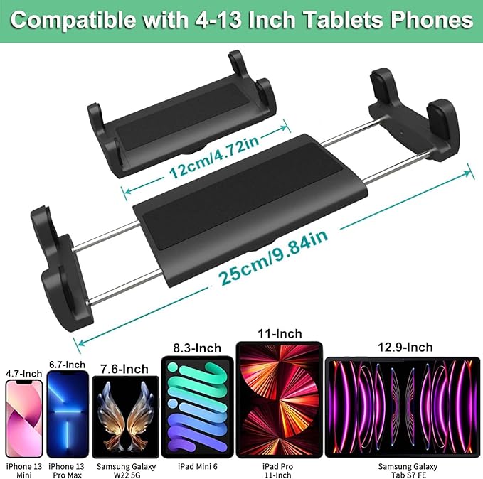 Car Truck Windshield Tablet Mount for 4-13" iPad Phone, Gooseneck 16" Long Arm Car Dashboard Holder with Lock Suction Cup & Anti Shake for iPad Pro 12.9 Air Mini, Galaxy Z Fold 4 3, Fire HD