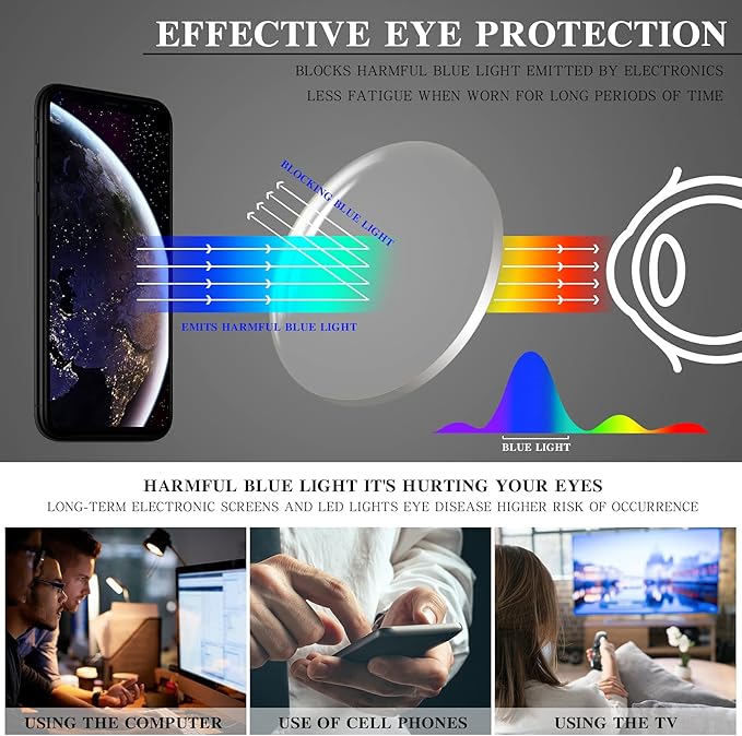 VIDEBLA 5 Pack Computer Reading Glasses Men and Women Anti Eyestrain Blue Light Blocking Glasses for Reading (5 Mix-3, 1.25)