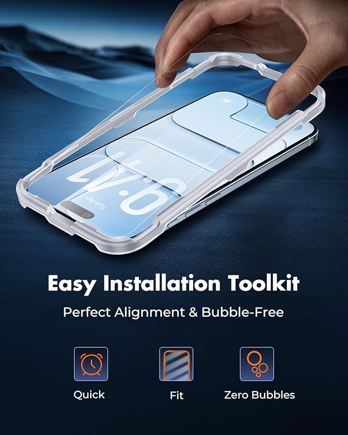 UNBREAKcable 3-Pack Screen Protector for iPhone Air, Double Shatterproof Tempered Glass [Easy Installation Frame] [9H Hardness] [99.99% HD Clear] [Case Friendly] for iPhone 6.5 inch