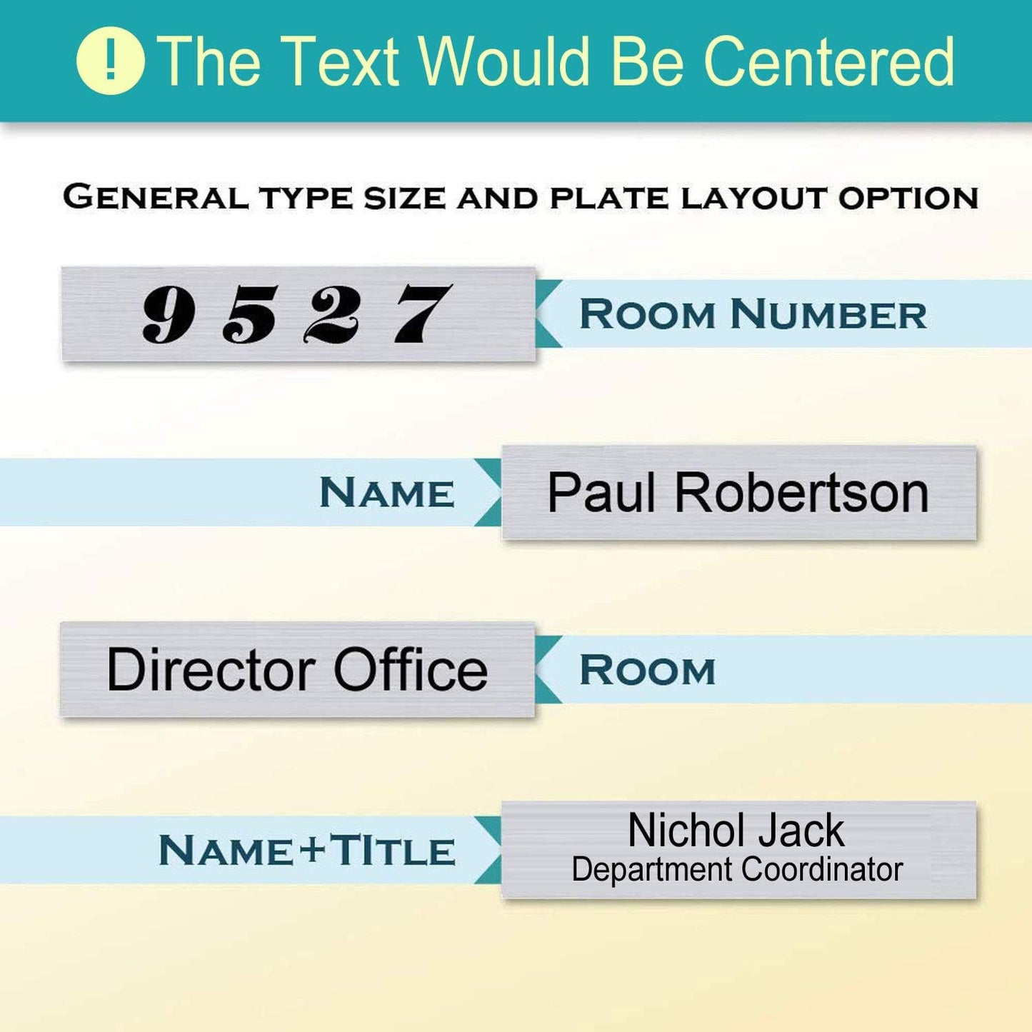 Personalized Office Name Plate 2"x 8" Customize Wall Door Sign NamePlate Adhesive Back